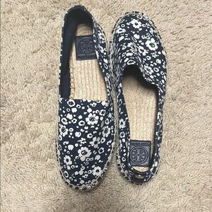 Tory Burch Women's Floral Espadrilles - Navy & Ivory